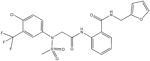 2-({[4-chloro(methylsulfonyl)-3-(trifluoromethyl)anilino]acetyl}amino)-N-(2-furylmethyl)benzamide 구조식 이미지