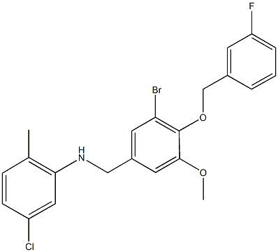N-{3-bromo-4-[(3-fluorobenzyl)oxy]-5-methoxybenzyl}-N-(5-chloro-2-methylphenyl)amine Structure