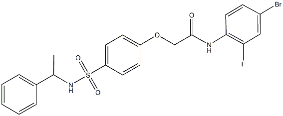 N-(4-bromo-2-fluorophenyl)-2-(4-{[(1-phenylethyl)amino]sulfonyl}phenoxy)acetamide 구조식 이미지