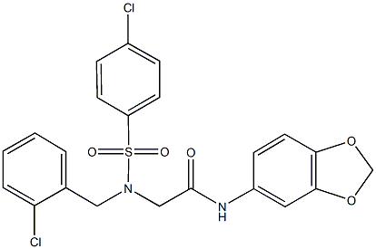 N-(1,3-benzodioxol-5-yl)-2-{(2-chlorobenzyl)[(4-chlorophenyl)sulfonyl]amino}acetamide 구조식 이미지