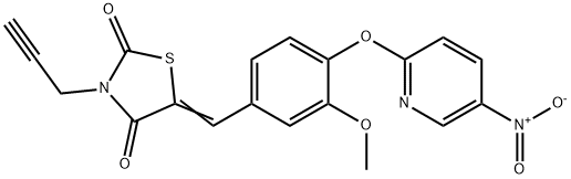 5-[4-({5-nitro-2-pyridinyl}oxy)-3-methoxybenzylidene]-3-(2-propynyl)-1,3-thiazolidine-2,4-dione 구조식 이미지