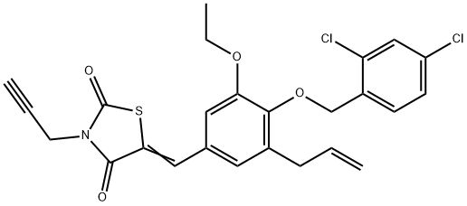 5-{3-allyl-4-[(2,4-dichlorobenzyl)oxy]-5-ethoxybenzylidene}-3-(2-propynyl)-1,3-thiazolidine-2,4-dione 구조식 이미지