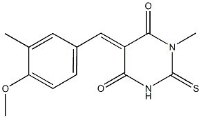 5-(4-methoxy-3-methylbenzylidene)-1-methyl-2-thioxodihydropyrimidine-4,6(1H,5H)-dione 구조식 이미지