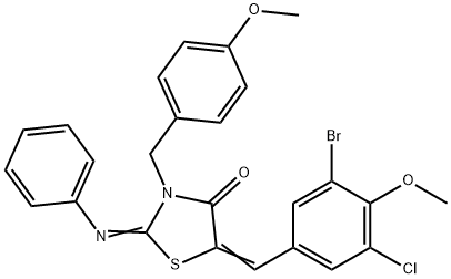 5-(3-bromo-5-chloro-4-methoxybenzylidene)-3-(4-methoxybenzyl)-2-(phenylimino)-1,3-thiazolidin-4-one Structure