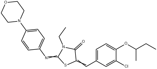 5-(4-sec-butoxy-3-chlorobenzylidene)-3-ethyl-2-[(4-morpholin-4-ylphenyl)imino]-1,3-thiazolidin-4-one 구조식 이미지