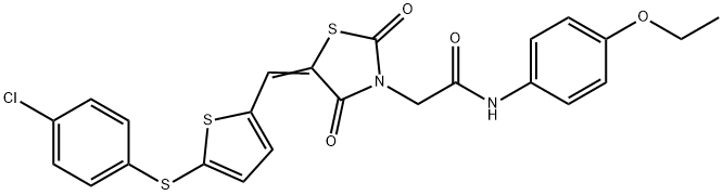 2-[5-({5-[(4-chlorophenyl)sulfanyl]thien-2-yl}methylene)-2,4-dioxo-1,3-thiazolidin-3-yl]-N-(4-ethoxyphenyl)acetamide Structure