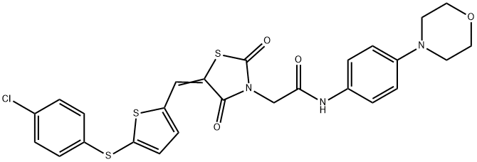 2-[5-({5-[(4-chlorophenyl)sulfanyl]thien-2-yl}methylene)-2,4-dioxo-1,3-thiazolidin-3-yl]-N-(4-morpholin-4-ylphenyl)acetamide Structure