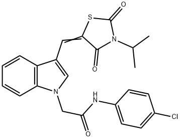 N-(4-chlorophenyl)-2-{3-[(3-isopropyl-2,4-dioxo-1,3-thiazolidin-5-ylidene)methyl]-1H-indol-1-yl}acetamide 구조식 이미지