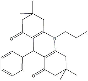 3,3,6,6-tetramethyl-9-phenyl-10-propyl-3,4,6,7,9,10-hexahydroacridine-1,8(2H,5H)-dione Structure