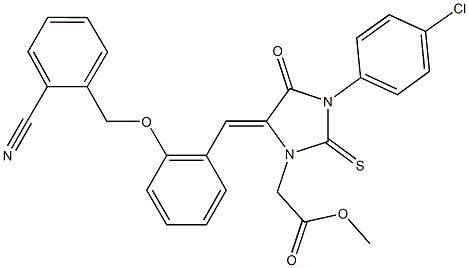 methyl (3-(4-chlorophenyl)-5-{2-[(2-cyanobenzyl)oxy]benzylidene}-4-oxo-2-thioxoimidazolidin-1-yl)acetate Structure