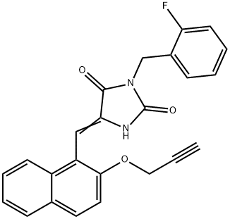 3-(2-fluorobenzyl)-5-{[2-(2-propynyloxy)-1-naphthyl]methylene}-2,4-imidazolidinedione Structure