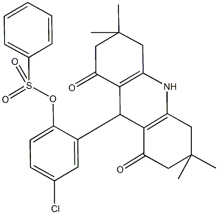 4-chloro-2-(3,3,6,6-tetramethyl-1,8-dioxo-1,2,3,4,5,6,7,8,9,10-decahydro-9-acridinyl)phenyl benzenesulfonate Structure