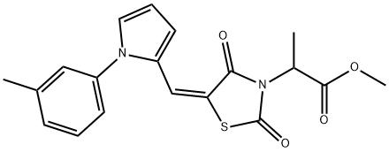 methyl 2-(5-{[1-(3-methylphenyl)-1H-pyrrol-2-yl]methylene}-2,4-dioxo-1,3-thiazolidin-3-yl)propanoate Structure