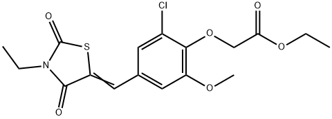 ethyl {2-chloro-4-[(3-ethyl-2,4-dioxo-1,3-thiazolidin-5-ylidene)methyl]-6-methoxyphenoxy}acetate Structure