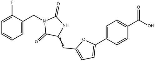 4-(5-{[1-(2-fluorobenzyl)-2,5-dioxo-4-imidazolidinylidene]methyl}-2-furyl)benzoic acid 구조식 이미지