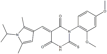 1-(2,4-dimethoxyphenyl)-5-[(1-isopropyl-2,5-dimethyl-1H-pyrrol-3-yl)methylene]-2-thioxodihydro-4,6(1H,5H)-pyrimidinedione 구조식 이미지