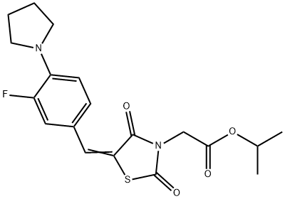 isopropyl {5-[3-fluoro-4-(1-pyrrolidinyl)benzylidene]-2,4-dioxo-1,3-thiazolidin-3-yl}acetate 구조식 이미지