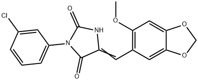 3-(3-chlorophenyl)-5-[(6-methoxy-1,3-benzodioxol-5-yl)methylene]-2,4-imidazolidinedione Structure