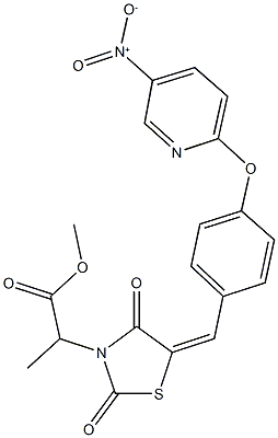 methyl 2-{5-[4-({5-nitro-2-pyridinyl}oxy)benzylidene]-2,4-dioxo-1,3-thiazolidin-3-yl}propanoate Structure