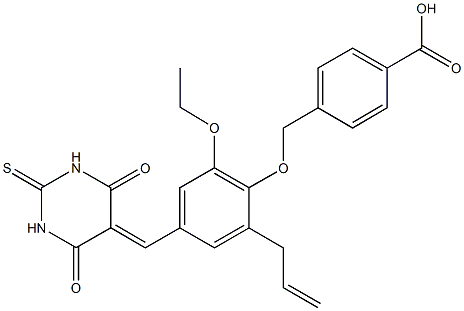 4-({2-allyl-4-[(4,6-dioxo-2-thioxotetrahydro-5(2H)-pyrimidinylidene)methyl]-6-ethoxyphenoxy}methyl)benzoic acid Structure