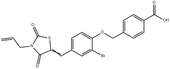 4-({4-[(3-allyl-2,4-dioxo-1,3-thiazolidin-5-ylidene)methyl]-2-bromophenoxy}methyl)benzoic acid 구조식 이미지