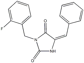 5-benzylidene-3-(2-fluorobenzyl)-2,4-imidazolidinedione 구조식 이미지