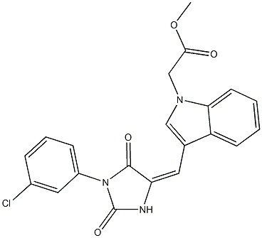methyl (3-{[1-(3-chlorophenyl)-2,5-dioxo-4-imidazolidinylidene]methyl}-1H-indol-1-yl)acetate Structure