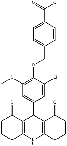 4-{[2-chloro-4-(1,8-dioxo-1,2,3,4,5,6,7,8,9,10-decahydro-9-acridinyl)-6-methoxyphenoxy]methyl}benzoic acid Structure