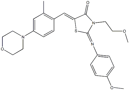 3-(2-methoxyethyl)-2-[(4-methoxyphenyl)imino]-5-[2-methyl-4-(4-morpholinyl)benzylidene]-1,3-thiazolidin-4-one 구조식 이미지