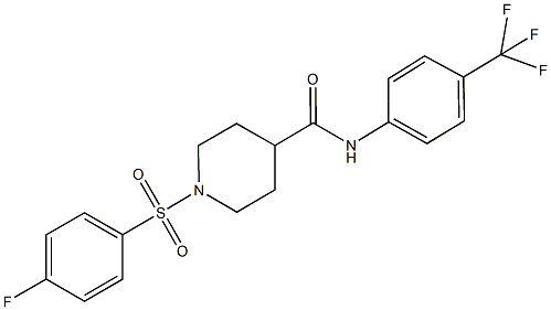 1-[(4-fluorophenyl)sulfonyl]-N-[4-(trifluoromethyl)phenyl]-4-piperidinecarboxamide 구조식 이미지