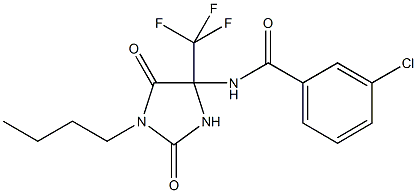 N-[1-butyl-2,5-dioxo-4-(trifluoromethyl)-4-imidazolidinyl]-3-chlorobenzamide 구조식 이미지