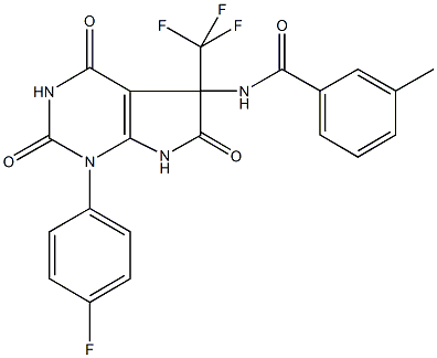 N-[1-(4-fluorophenyl)-2,4,6-trioxo-5-(trifluoromethyl)-2,3,4,5,6,7-hexahydro-1H-pyrrolo[2,3-d]pyrimidin-5-yl]-3-methylbenzamide Structure