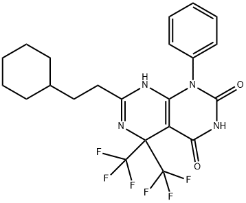 7-(2-cyclohexylethyl)-1-phenyl-5,5-bis(trifluoromethyl)-5,8-dihydropyrimido[4,5-d]pyrimidine-2,4(1H,3H)-dione Structure