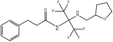 3-phenyl-N-[2,2,2-trifluoro-1-[(tetrahydro-2-furanylmethyl)amino]-1-(trifluoromethyl)ethyl]propanamide 구조식 이미지