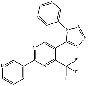 5-(1-phenyl-1H-tetraazol-5-yl)-2-(3-pyridinyl)-4-(trifluoromethyl)pyrimidine 구조식 이미지