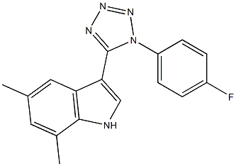 3-[1-(4-fluorophenyl)-1H-tetraazol-5-yl]-5,7-dimethyl-1H-indole 구조식 이미지
