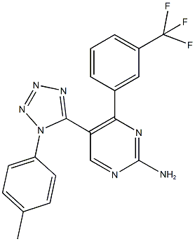 5-[1-(4-methylphenyl)-1H-tetraazol-5-yl]-4-[3-(trifluoromethyl)phenyl]-2-pyrimidinylamine 구조식 이미지