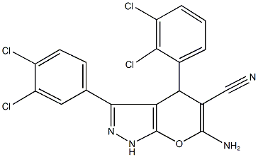 6-amino-4-(2,3-dichlorophenyl)-3-(3,4-dichlorophenyl)-1,4-dihydropyrano[2,3-c]pyrazole-5-carbonitrile Structure