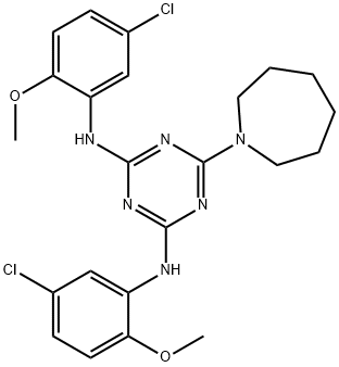 6-azepan-1-yl-N~2~,N~4~-bis(5-chloro-2-methoxyphenyl)-1,3,5-triazine-2,4-diamine 구조식 이미지