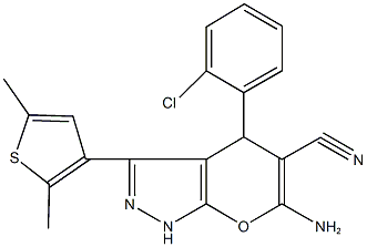 6-amino-4-(2-chlorophenyl)-3-(2,5-dimethyl-3-thienyl)-1,4-dihydropyrano[2,3-c]pyrazole-5-carbonitrile Structure