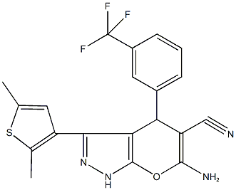 6-amino-3-(2,5-dimethyl-3-thienyl)-4-[3-(trifluoromethyl)phenyl]-1,4-dihydropyrano[2,3-c]pyrazole-5-carbonitrile Structure