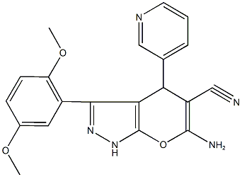 6-amino-3-(2,5-dimethoxyphenyl)-4-(3-pyridinyl)-1,4-dihydropyrano[2,3-c]pyrazole-5-carbonitrile 구조식 이미지