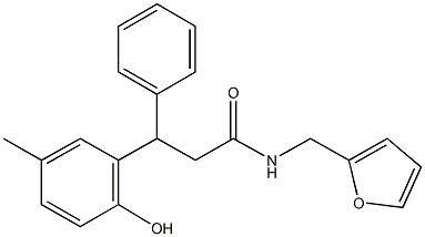 N-(2-furylmethyl)-3-(2-hydroxy-5-methylphenyl)-3-phenylpropanamide 구조식 이미지