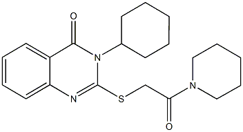 3-cyclohexyl-2-{[2-oxo-2-(1-piperidinyl)ethyl]sulfanyl}-4(3H)-quinazolinone 구조식 이미지