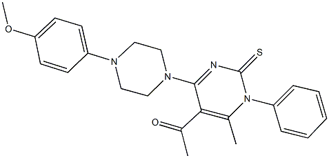 1-{4-[4-(4-methoxyphenyl)-1-piperazinyl]-6-methyl-1-phenyl-2-thioxo-1,2-dihydro-5-pyrimidinyl}ethanone 구조식 이미지