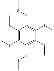 1,2,4,5-tetrakis(methylsulfanyl)-3,6-bis[(methylsulfanyl)methyl]benzene 구조식 이미지