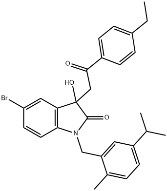 5-bromo-3-[2-(4-ethylphenyl)-2-oxoethyl]-3-hydroxy-1-(5-isopropyl-2-methylbenzyl)-1,3-dihydro-2H-indol-2-one Structure