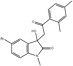 5-bromo-3-[2-(2,4-dimethylphenyl)-2-oxoethyl]-3-hydroxy-1-methyl-1,3-dihydro-2H-indol-2-one 구조식 이미지