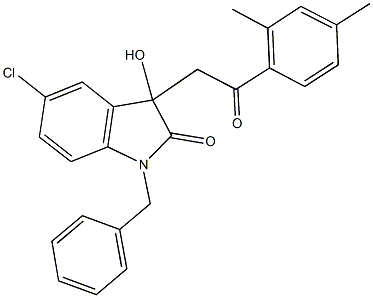 1-benzyl-5-chloro-3-[2-(2,4-dimethylphenyl)-2-oxoethyl]-3-hydroxy-1,3-dihydro-2H-indol-2-one Structure
