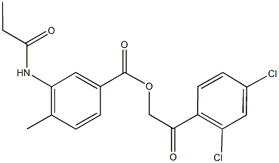 2-(2,4-dichlorophenyl)-2-oxoethyl 4-methyl-3-(propionylamino)benzoate 구조식 이미지